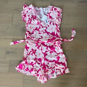 Nordstrom Pink and White Romper with Ruffled Shorts